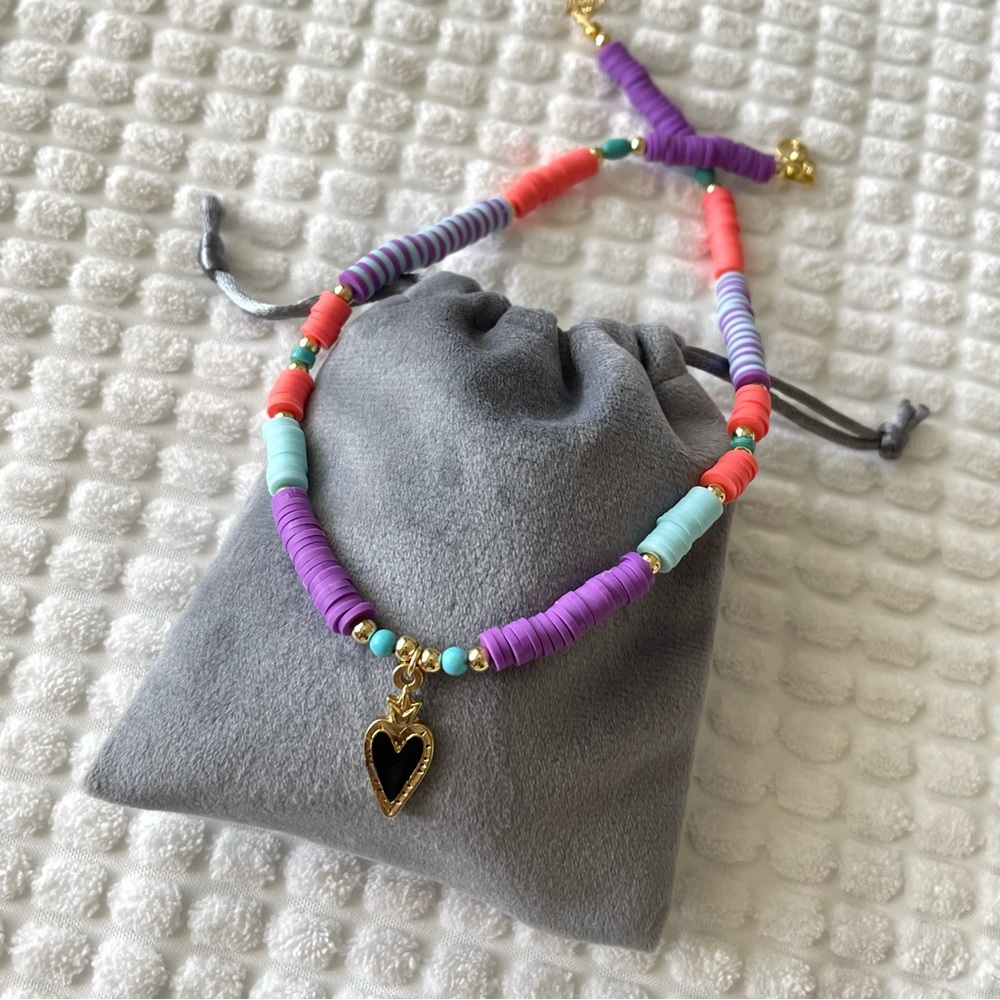 Rainbow Choker, Multicolor Choker Heart Pendant, Positive Vibe, Gift for her